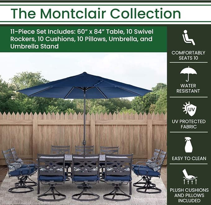 Hanover Montclair 11-Piece Outdoor Dining Set, All-Weather Outdoor Patio Dining - Image 6