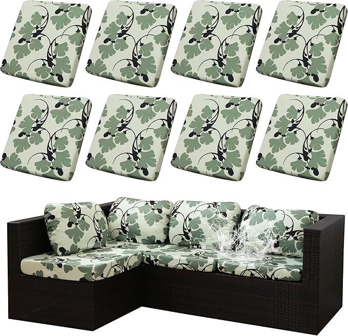 8Pcs Stretch Patio Cushion Covers Outdoor Cushion Cover, Jacquard Stretch by dreahoteztil