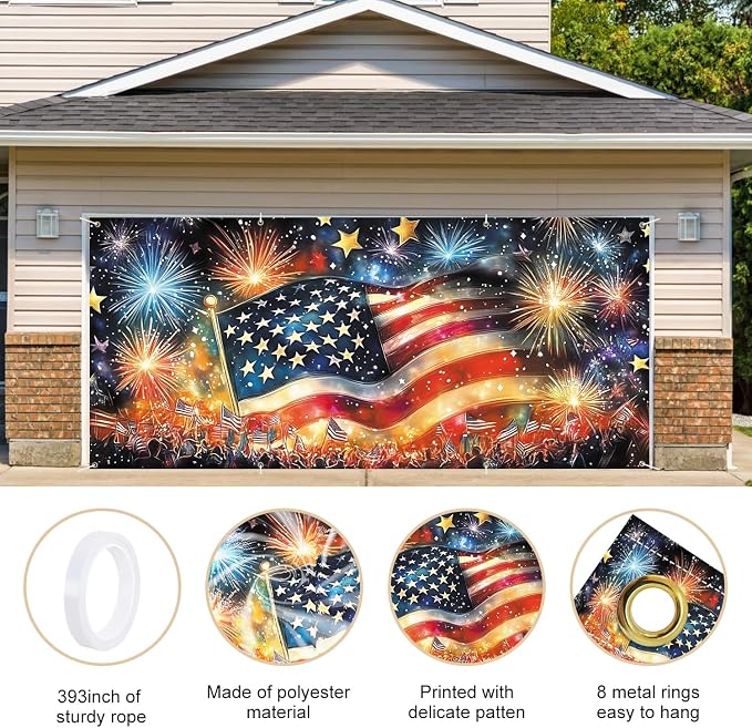 ANNA QUEEN Garage Door Banner 6x13FT, Large Patriotic Garage Door Cover - Image 4
