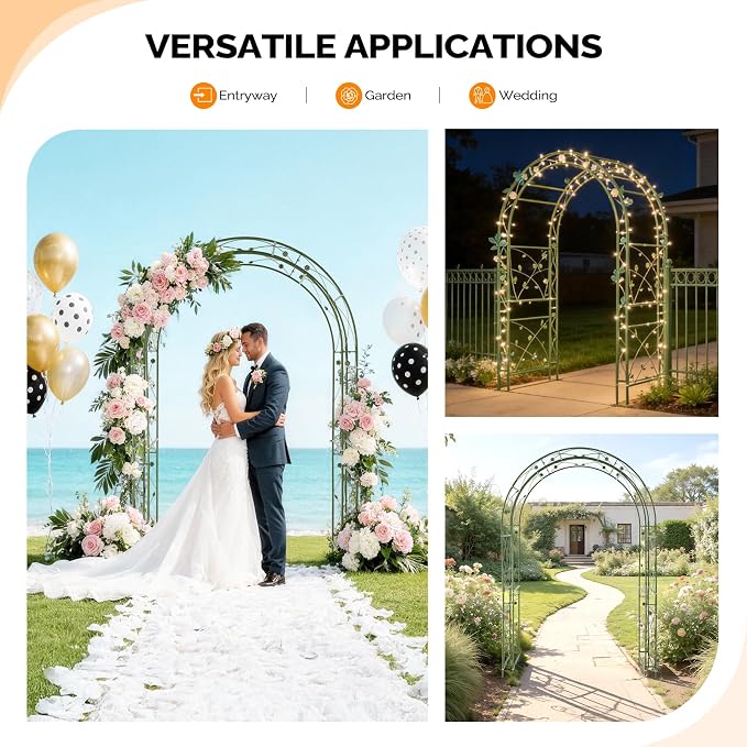 VINGLI Garden Arbor, Arch for Wedding Ceremony Party, Christmas Garden Decor - Image 3