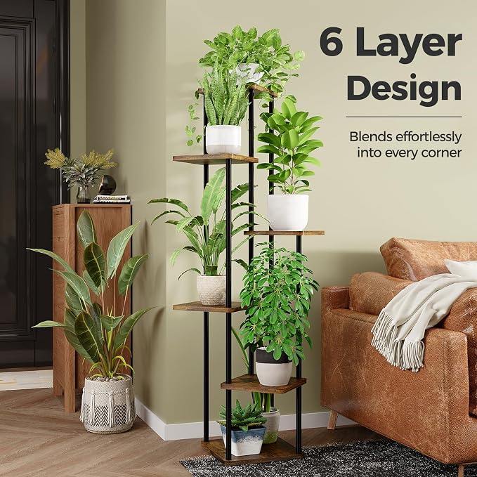 Bamworld Tall Plant Stand Indoor 6 Tier Plant Holder - Image 4