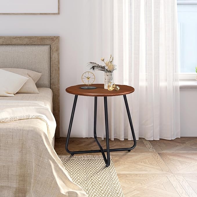 Outvita Indoor and Outdoor Side Table, Small Patio Side Table, Metal Round - Image 2
