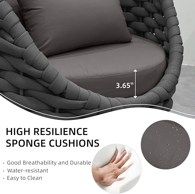 TWT Patio Sofa All-Weather Textilene Rope Balcony Furniture - Image 5