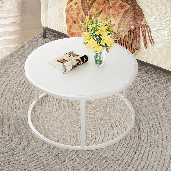 SAYGOER Small Round Coffee Table, Modern Center Table - Image 2