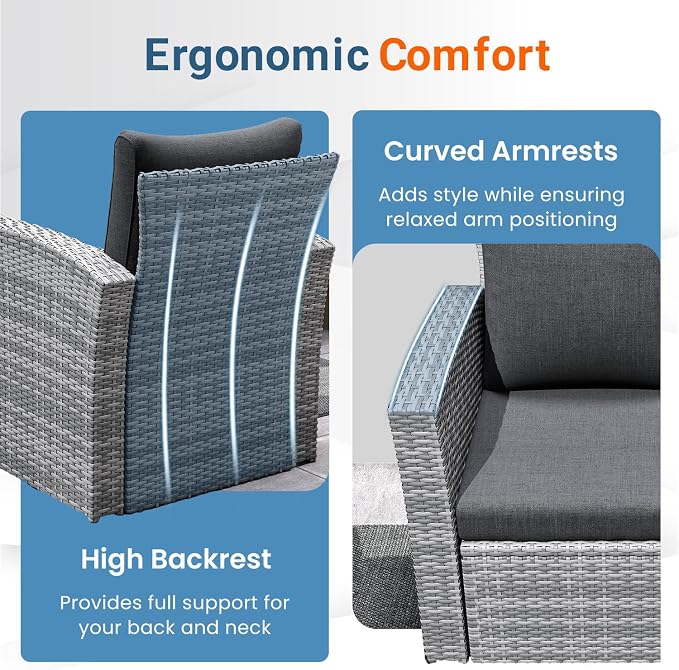 Wisteria Lane 4 Piece Patio Furniture Set, Wicker Outdoor Patio Conversation - Image 7