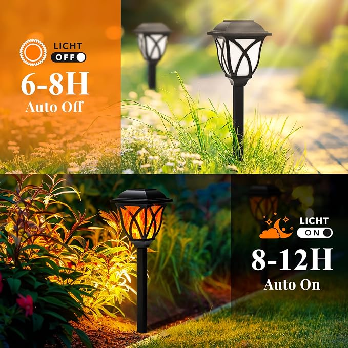 GIGALUMI Solar Lights Outdoor Waterproof, 8 Pack Flickering Flame LED Lights - Image 5