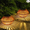 Set of 2 Solar Lights Outdoor Waterproof, Rattan Solar Lantern, Outdoor Table by ARTMOOY
