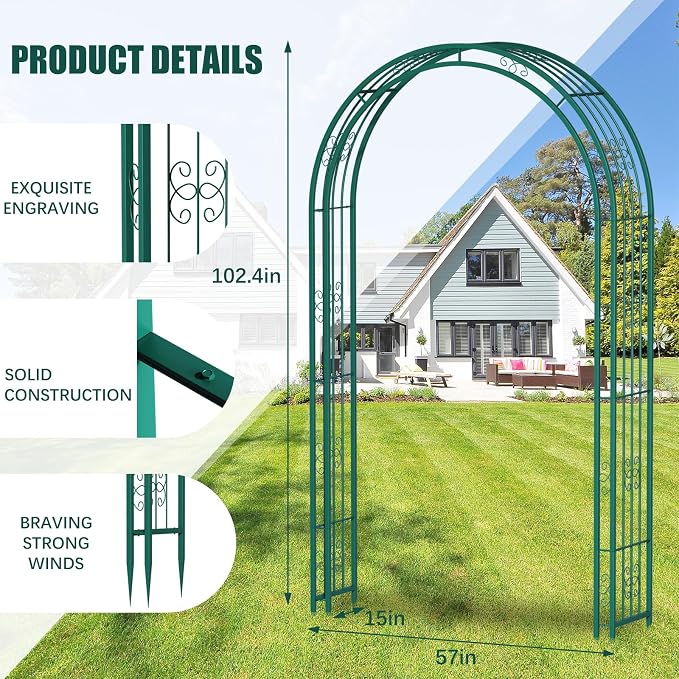 102in Steel Garden Arch Arbor Trellis - Image 3