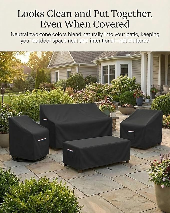 4-Piece Patio Furniture Cover Set, Waterproof Outdoor Furniture Covers - Image 4