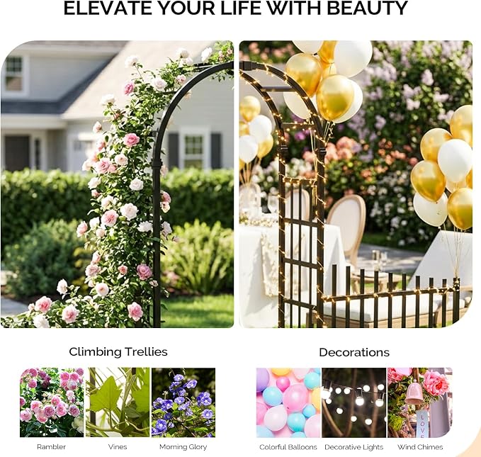 VINGLI Garden Arbor, PVC Garden Arch Trellis - Image 3