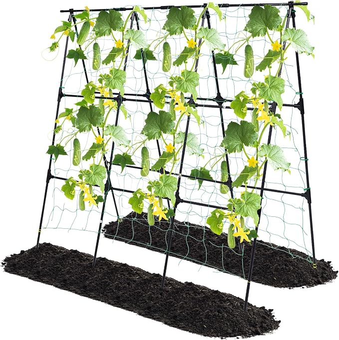 Garden Cucumber Trellis for Climbing Plants Outdoor, 50x48 inch A Frame by OTOSUNNY