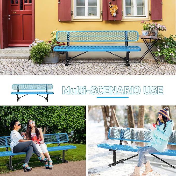 8FT/96INCH Heavy Duty Metal Park Bench - Image 7