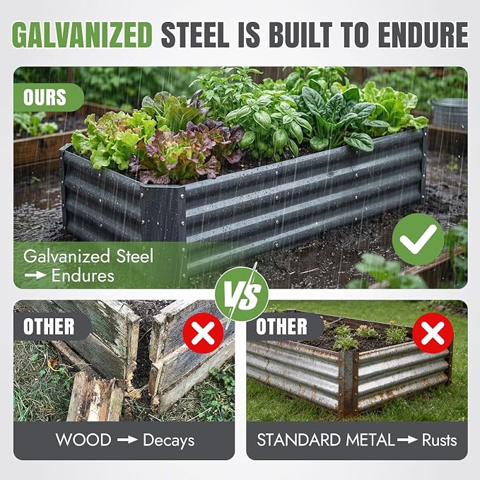 INNO STAGE 4×2×1ft Galvanized Raised Garden Bed Kit, Galvanized Planter Raised - Image 3