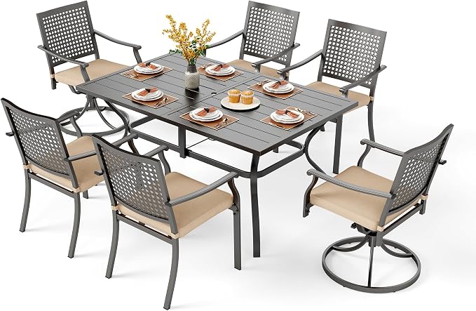 PHI VILLA 7 Pieces Outdoor Dining Set by PHIVILLAThepioneerofcomfortablehouseholdsupplies