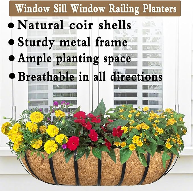 2pack 16-inch Window Sill Window Railing Planters - Image 2