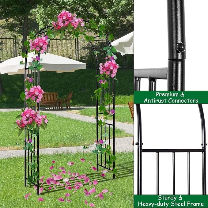 Metal Garden Arch Arbor Trellis – Heavy Duty Steel Garden Arbor - Image 3