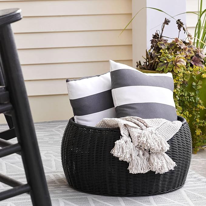 Household Essentials Handwoven Resin Storage Stool Ottoman - Image 4