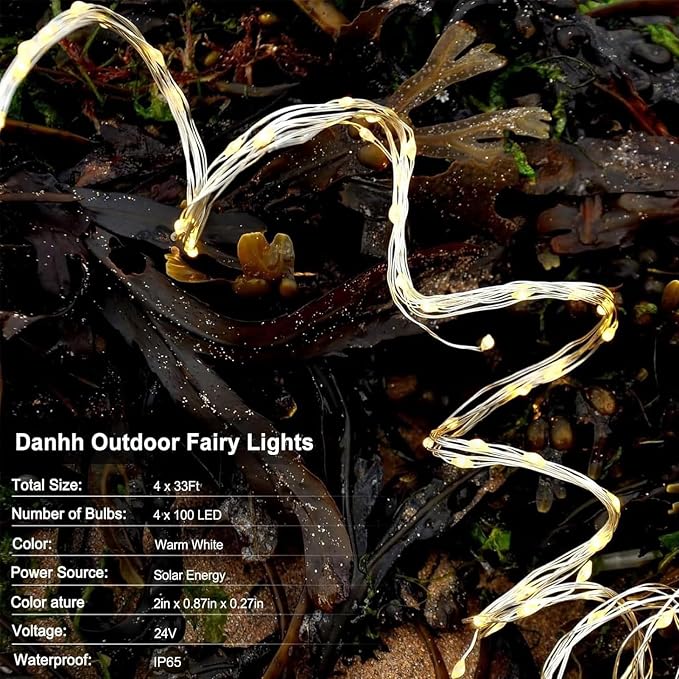 4 Pack Solar Fairy Lights 131Ft 400 LED Outdoor Twinkle Light - Image 4