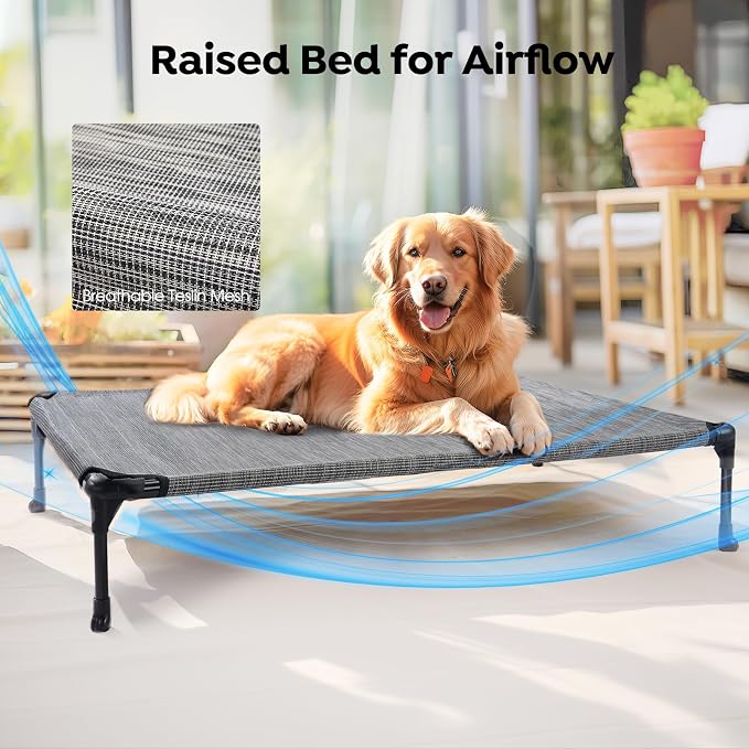 Veehoo Cooling Elevated Dog Bed Add Removable Waterproof Bolster Cushion Mat - Image 6