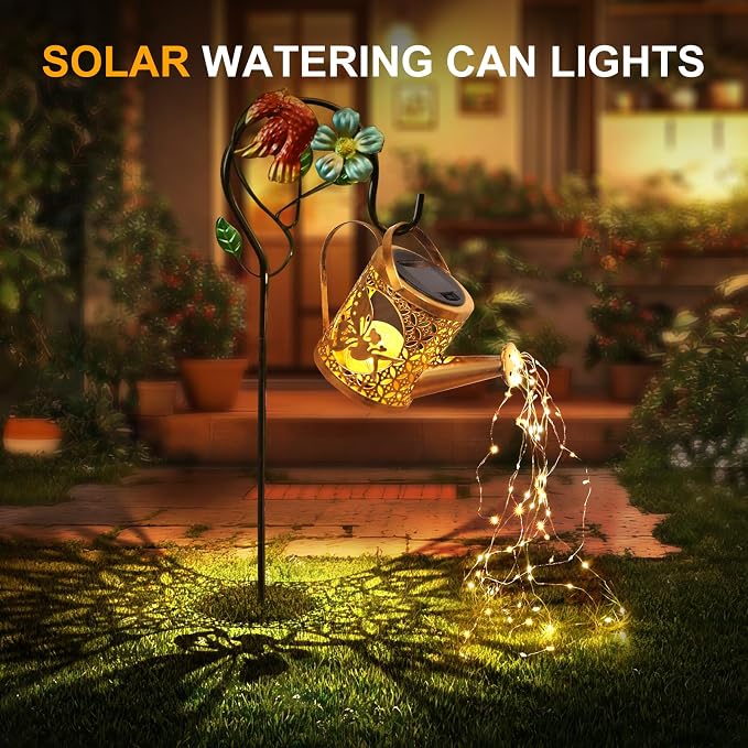 Solar Lights Outdoor Garden Decor Solar Watering Can - Image 2