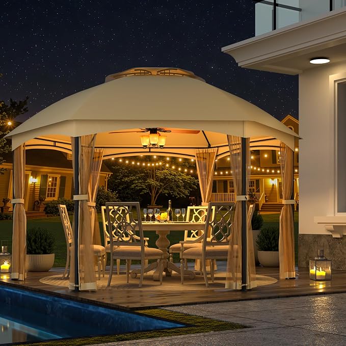 EROMMY Gazebos on Clearance 13 x 13 Ft 6 Sided, Outdoor Gazebo - Image 8