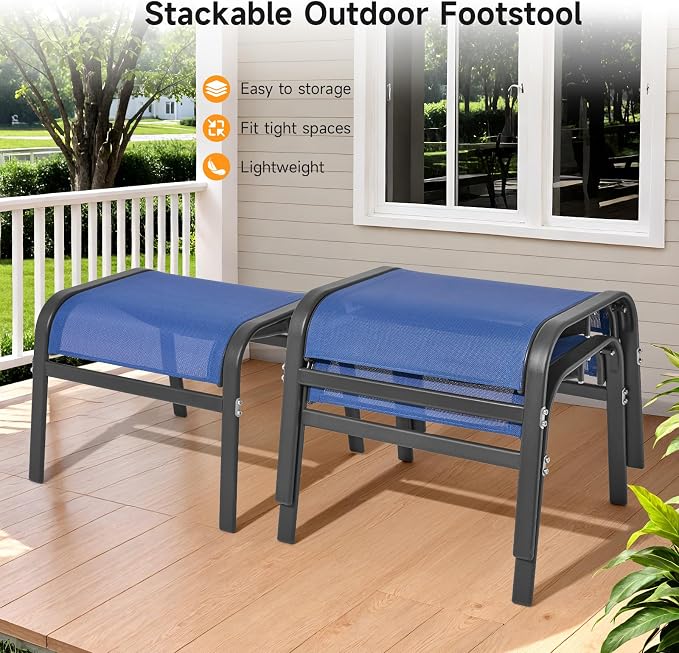 ONBRILL Outdoor Ottoman Set of 2, All Weather Outdoor Foot Stool - Image 6