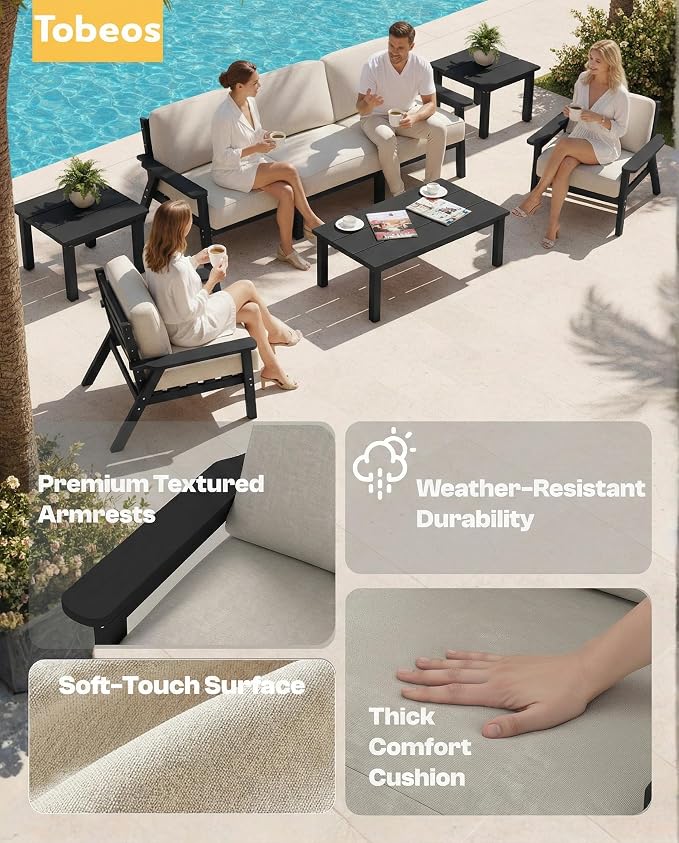 Patio Furniture Set, HDPE Outdoor Sofa Set - Image 6