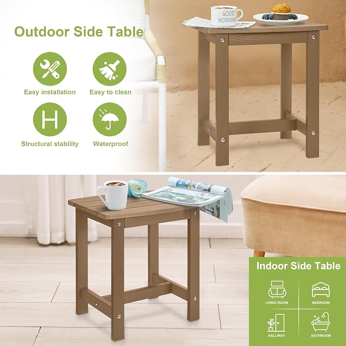 Y&M Outdoor Side Table, HIPS Adirondack Small Single Table, Waterproof Square - Image 6