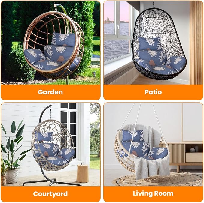 Egg Chair Cushion, Memory Foam Hanging Basket Hammock Seat Cushion, Thick Soft - Image 7