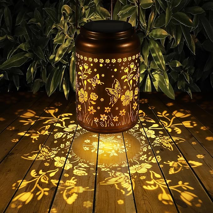 2 Pack Solar Lanterns Outdoor Waterproof, Butterflies Garden Decor Gifts - Image 4
