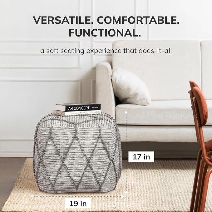 Anji Mountain 100% Handmade & Handcrafted Comfortable Home Décor Pouf Ottoman - Image 4