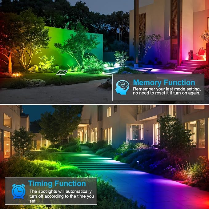 MEIHUA Solar Spot Lights Outdoor Color Changing, 4 in 1 Landscape Lighting RGB - Image 4