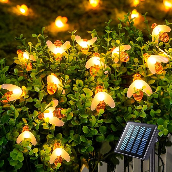 JMEXSUSS Solar Bee Lights Outdoor Waterproof, 30.6FT 50 LED Solar Fairy Lights by JMEXSUSS