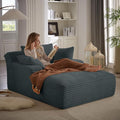 67 Inch Chaise Lounge Chair Indoor, Oversized Corduroy Upholstered Boneless by HANXIN