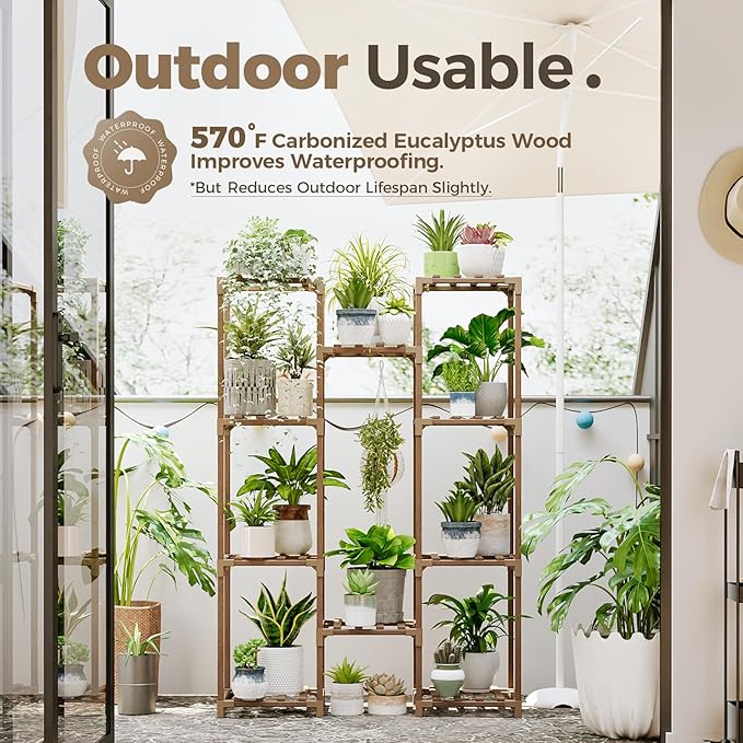 Bamworld Plant Stand Indoor Outdoor Tall Plant Shelf - Image 3