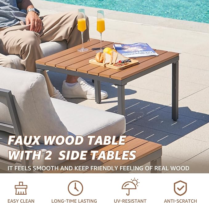 NATURAL EXPRESSIONS Patio Furniture Sets, L Shape Patio Sectional Metal Outdoor - Image 3
