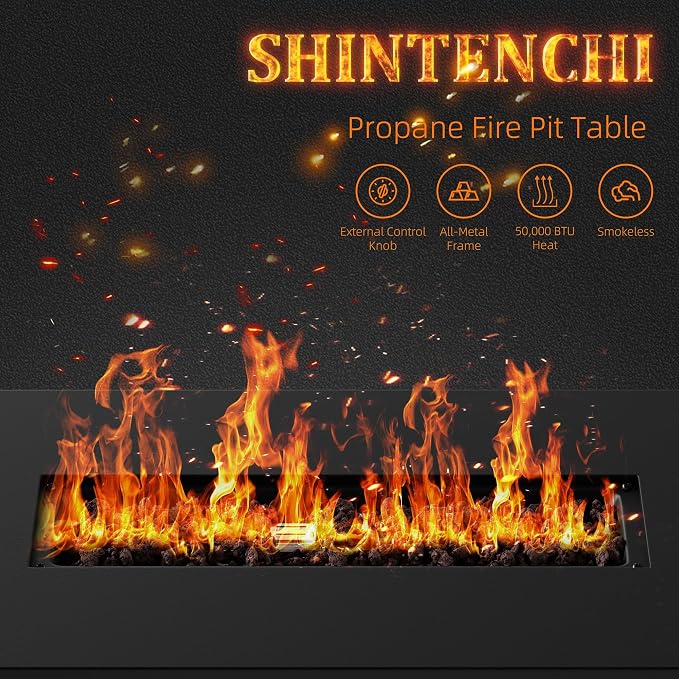 43 Inch Propane Fire Pit Table, 000 BTU Rectangular Gas FirePits, CSA-Certified - Image 5