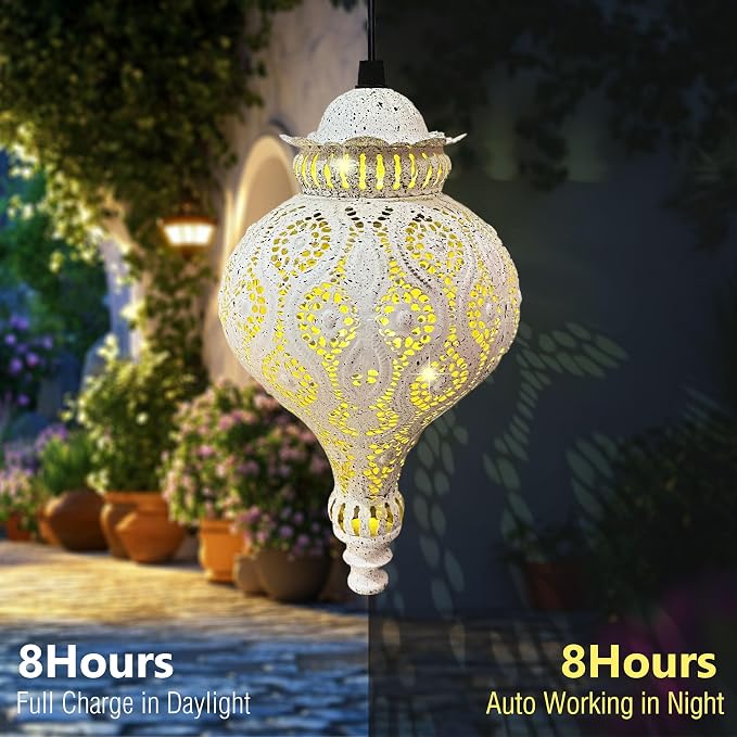 Moroccan Solar Lanterns Outdoor Waterproof White Hanging Lanterns Outdoor - Image 5