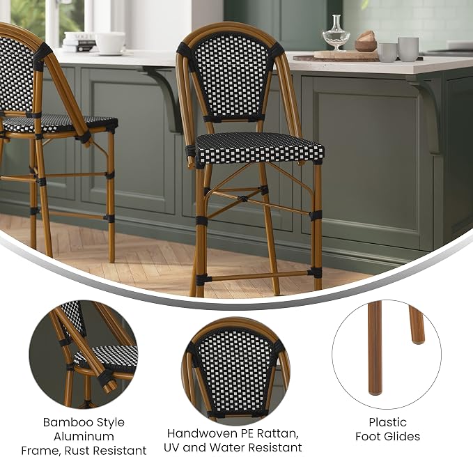 EMMA + OLIVER Soie Bistro Counter Stool - Image 5