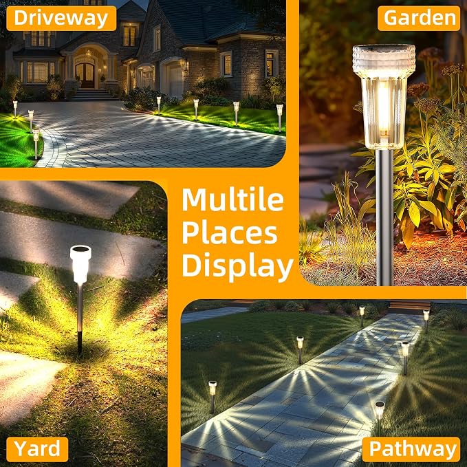 DERAYSION Solar Lights Outdoor, 8 Pack Solar Pathway Lights Waterproof Garden - Image 8