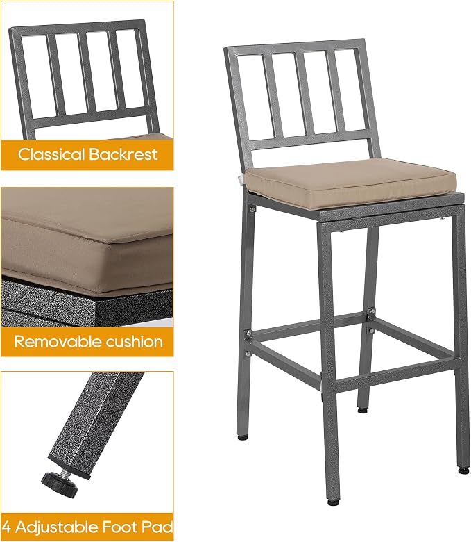 Outdoor Patio Bar Set, Bar Height Patio Dining Set, Weather-Resistant Bistro - Image 4