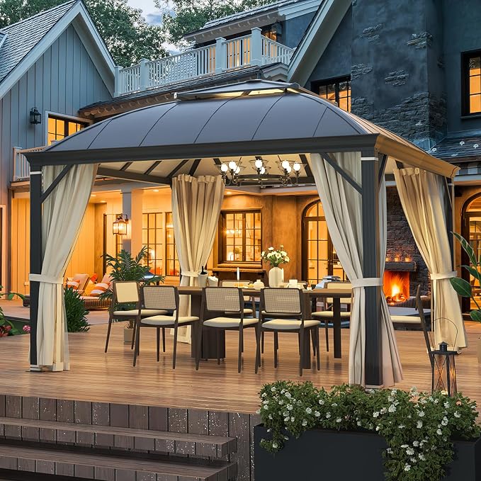 YOLENY 12'x12' Hardtop Gazebo, Permanent Outdoor Aluminum Patio Gazebo by YOLENY