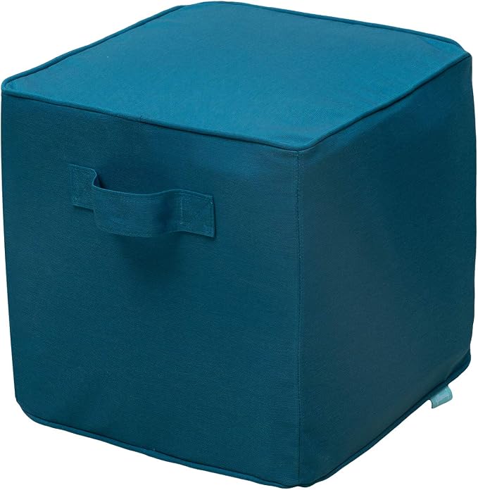 QILLOWAY Indoor/Outdoor Inflatable Stool, Ottoman Pouf Cube 16", All Weather - Image 3