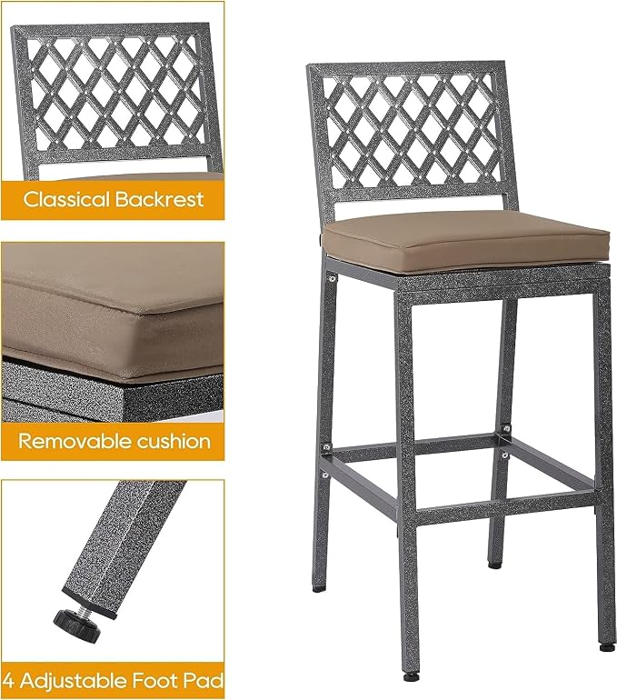 Outdoor Patio Bar Set, Bar Height Patio Dining Set, Weather-Resistant Bistro - Image 4