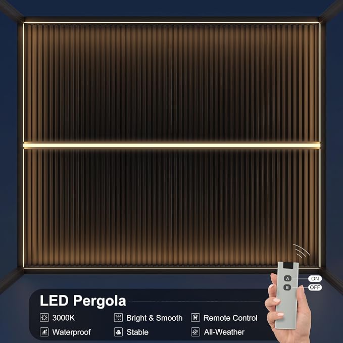 PURPLE LEAF LED Louvered Pergola 94AS 10'x 14' Full Aluminum Frame and - Image 3