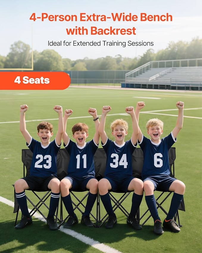 VEVOR Portable Folding Bench, 4 Seat Foldable Soccer Bench - Image 4