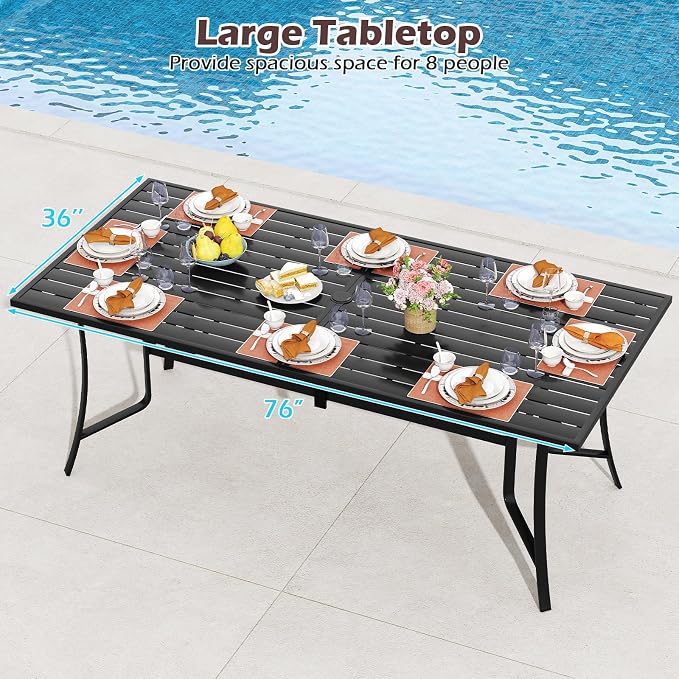Tangkula 76" x 36" Metal Patio Dining Table - Image 3