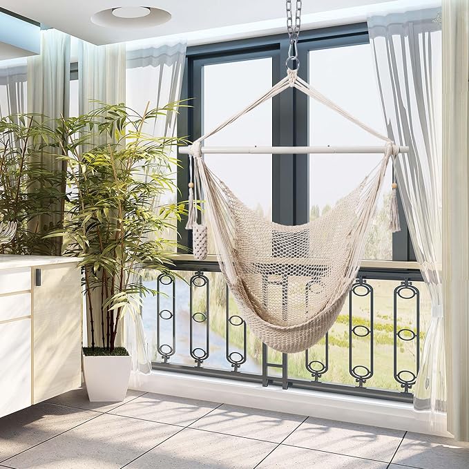 Lazy Daze Hammocks Chair Caribbean Hanging Rope Swing Chair, Soft-Spun Cotton - Image 8