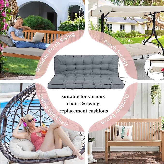 2-3 Seat Swing Replacement Cushion, Outdoor Bench Cushions - Image 7