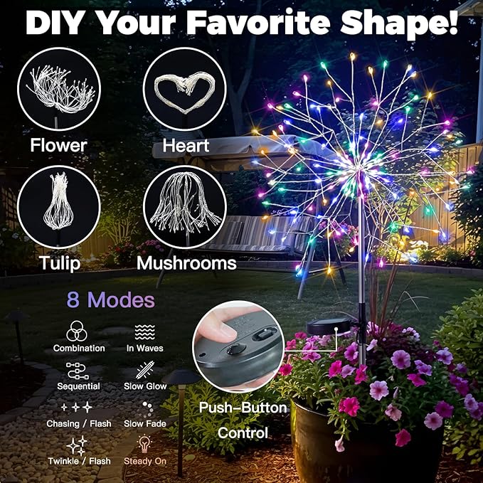 suddus Solar Garden Lights Outdoor Waterproof, Upgrade 2 Pack 150LED Solar - Image 3